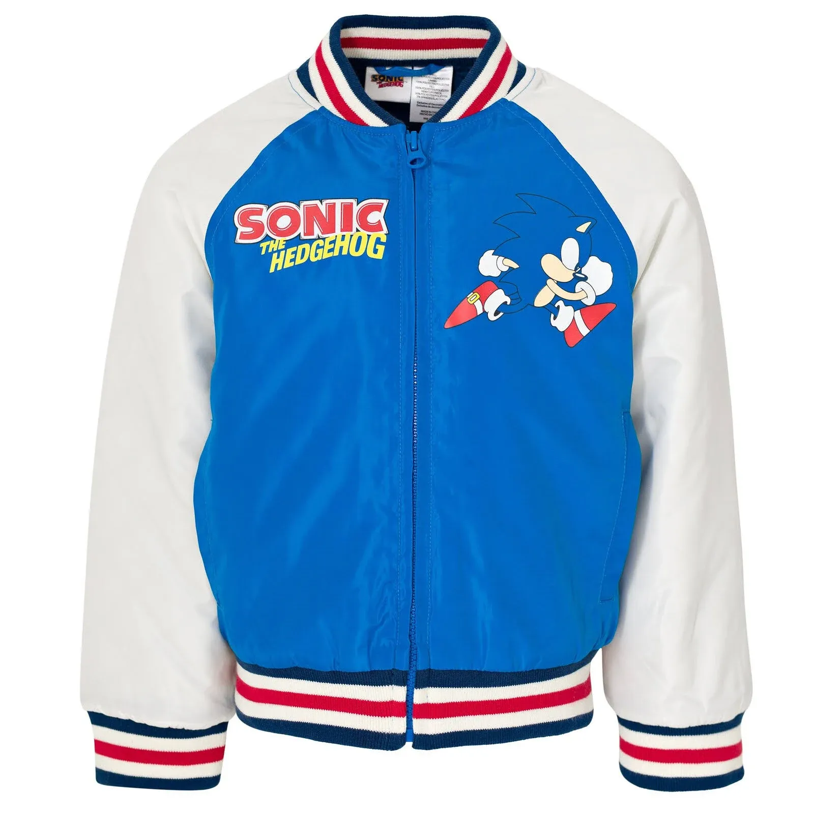 SEGA Sonic The Hedgehog Zip Up Varsity Bomber Jacket