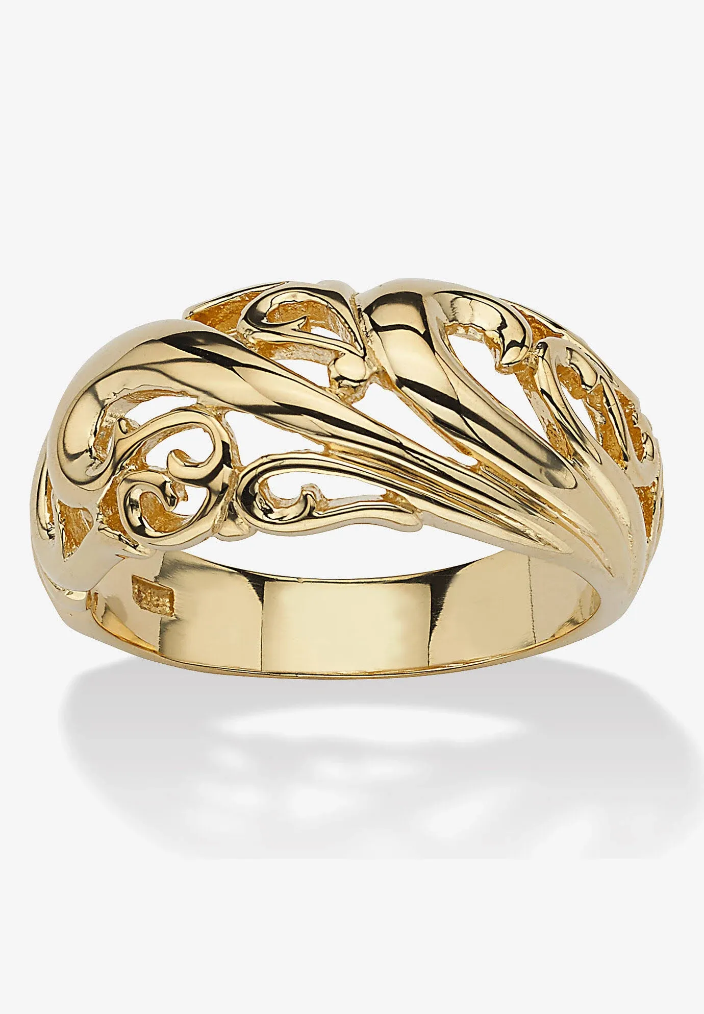 PalmBeach Jewelry 18K Gold Over Sterling Silver Swirl Dome Ring