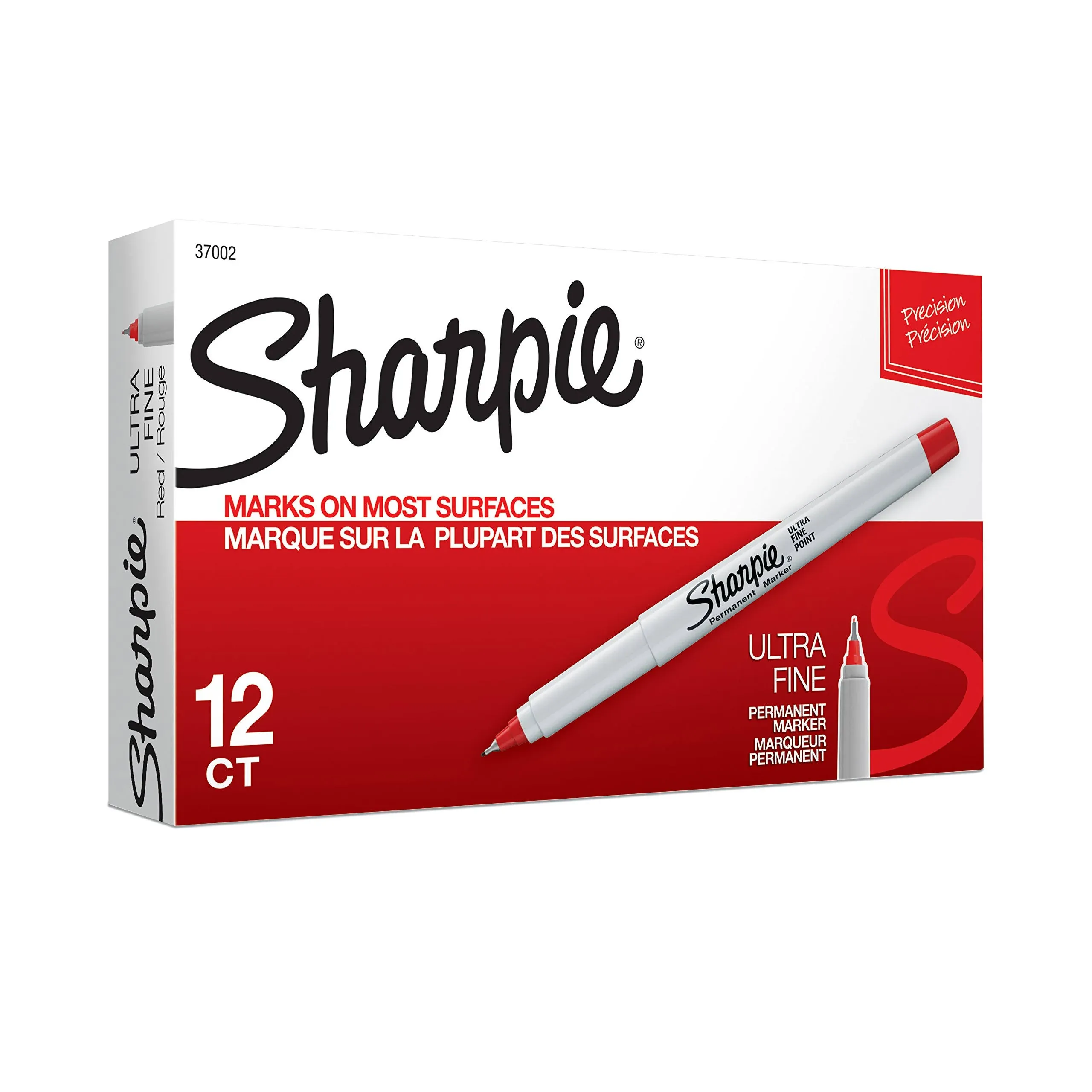 Sharpie Permanent Marker, Ultra Fine Tip, Red, Dozen (37002) | Quill