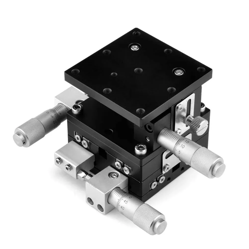 TOAUTO XYZ 3 Axis Manual Linear Stage 60x60mm Trimming Bearing Tuning Platform Sliding Table