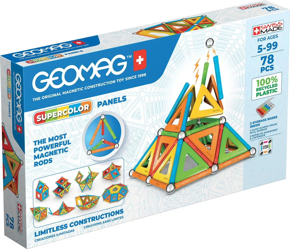 Geomag Supercolor Recycled, 78 Pieces