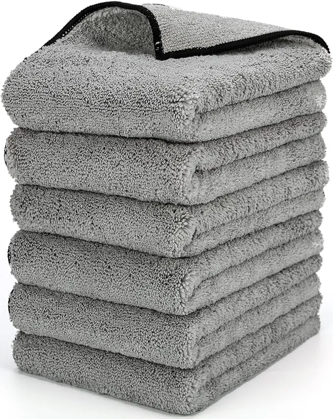 Premium Microfiber Towels for Cars - Thick Professional Microfiber Cleaning Cloth for Cars - 6 Pack (12x12)