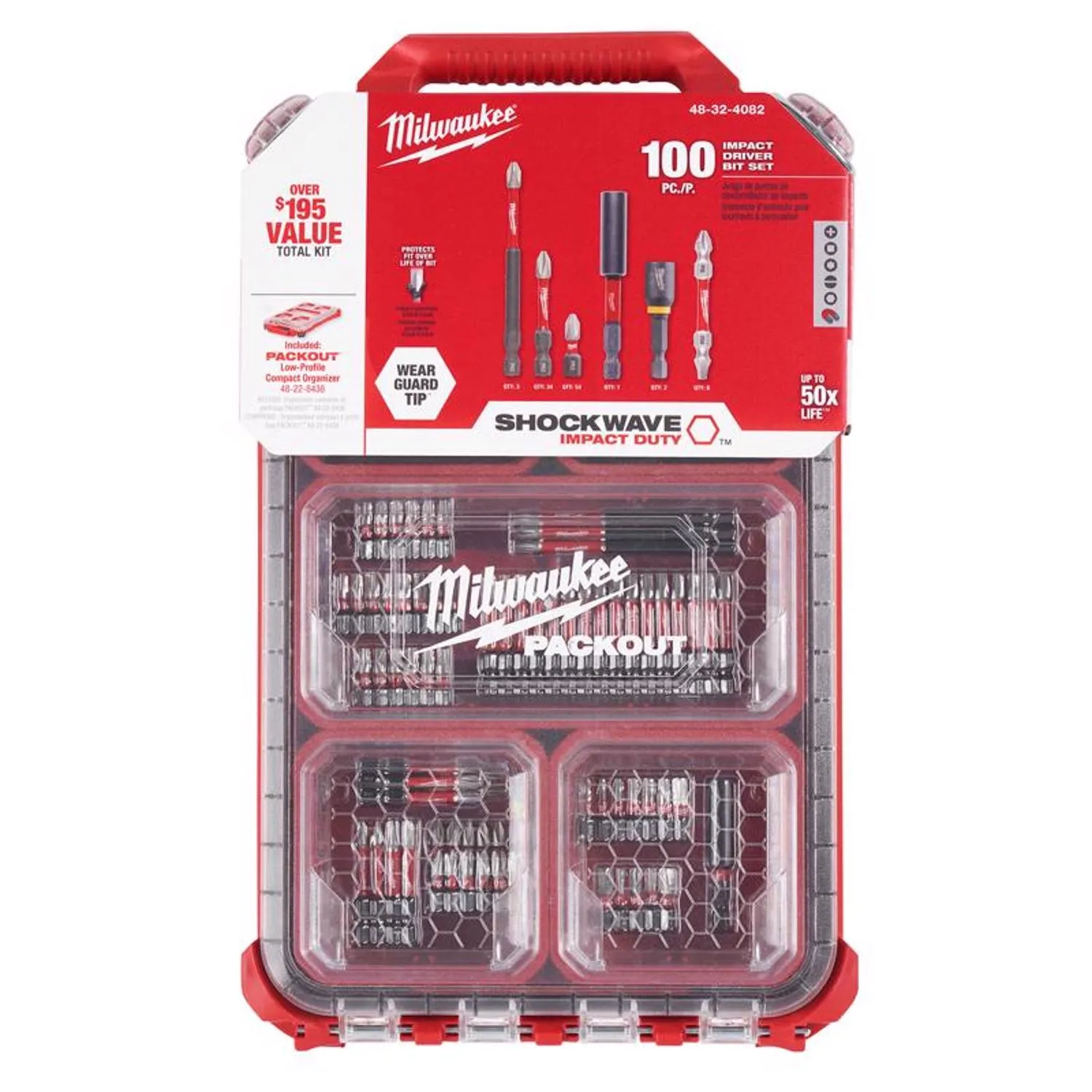 SHOCKWAVE Impact Duty Alloy Steel Screw Driver Bit Set with PACKOUT Case (100-Piece)