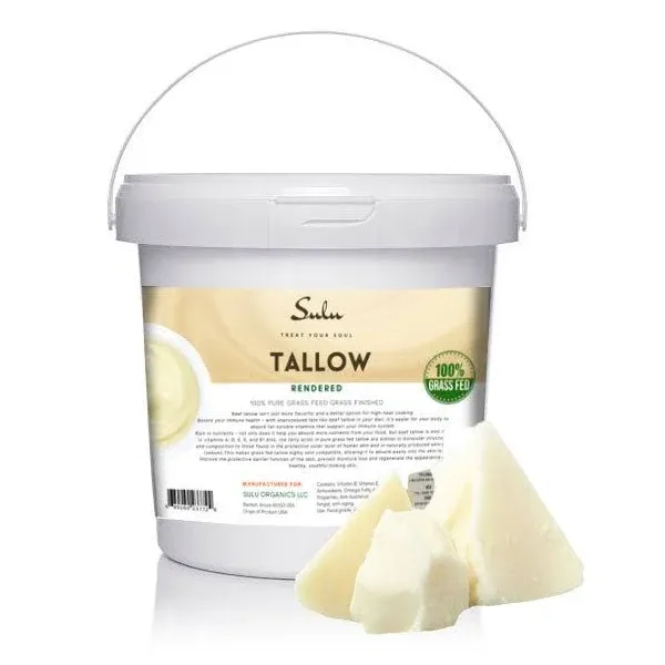 SULU 100% Pure Rendered Grass Fed Beef Tallow-Food Grade- 4 LBS/64 OZ