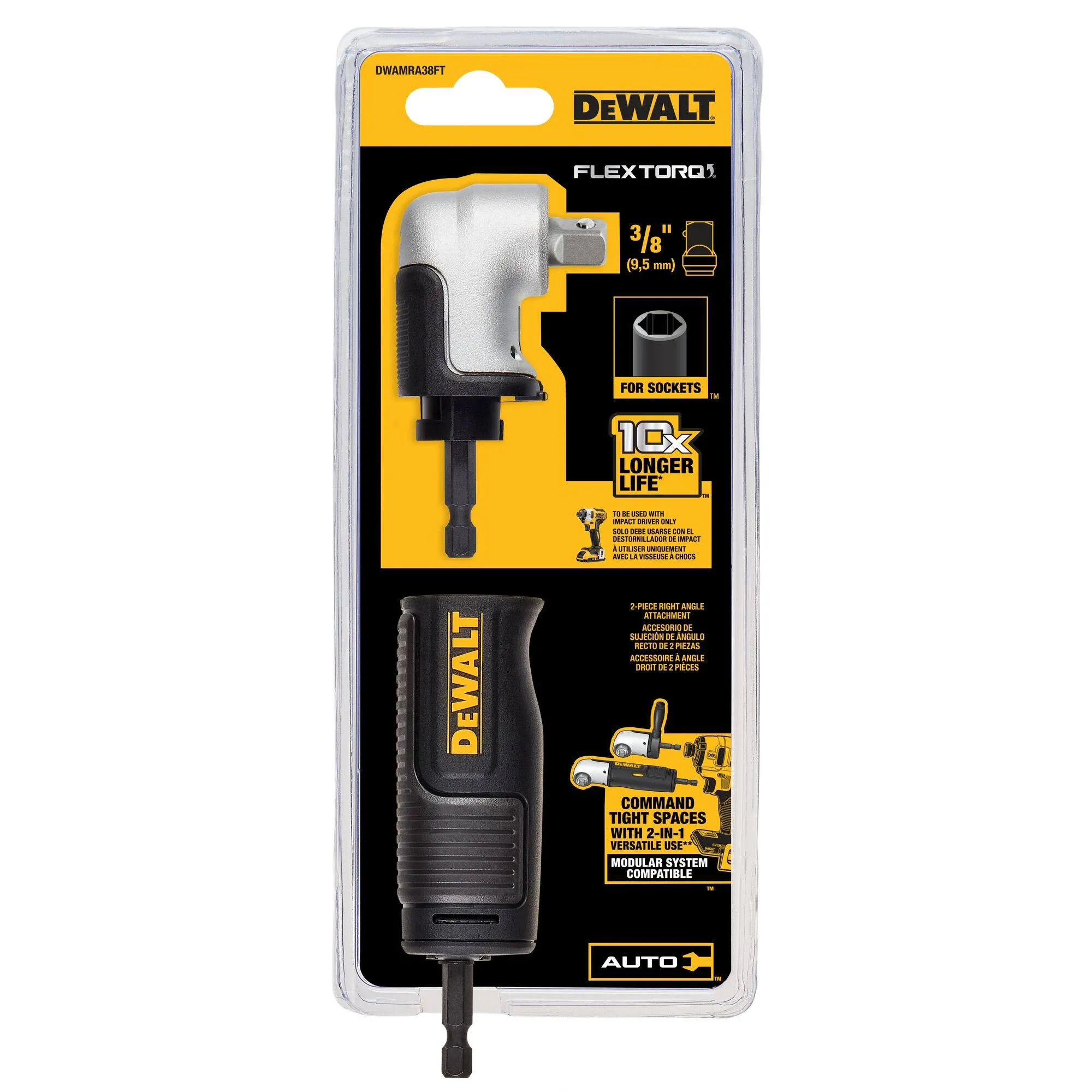 DEWALT 2-in-1 Modular 3/8 Square FlexTorq Right Angle Drill Attachment