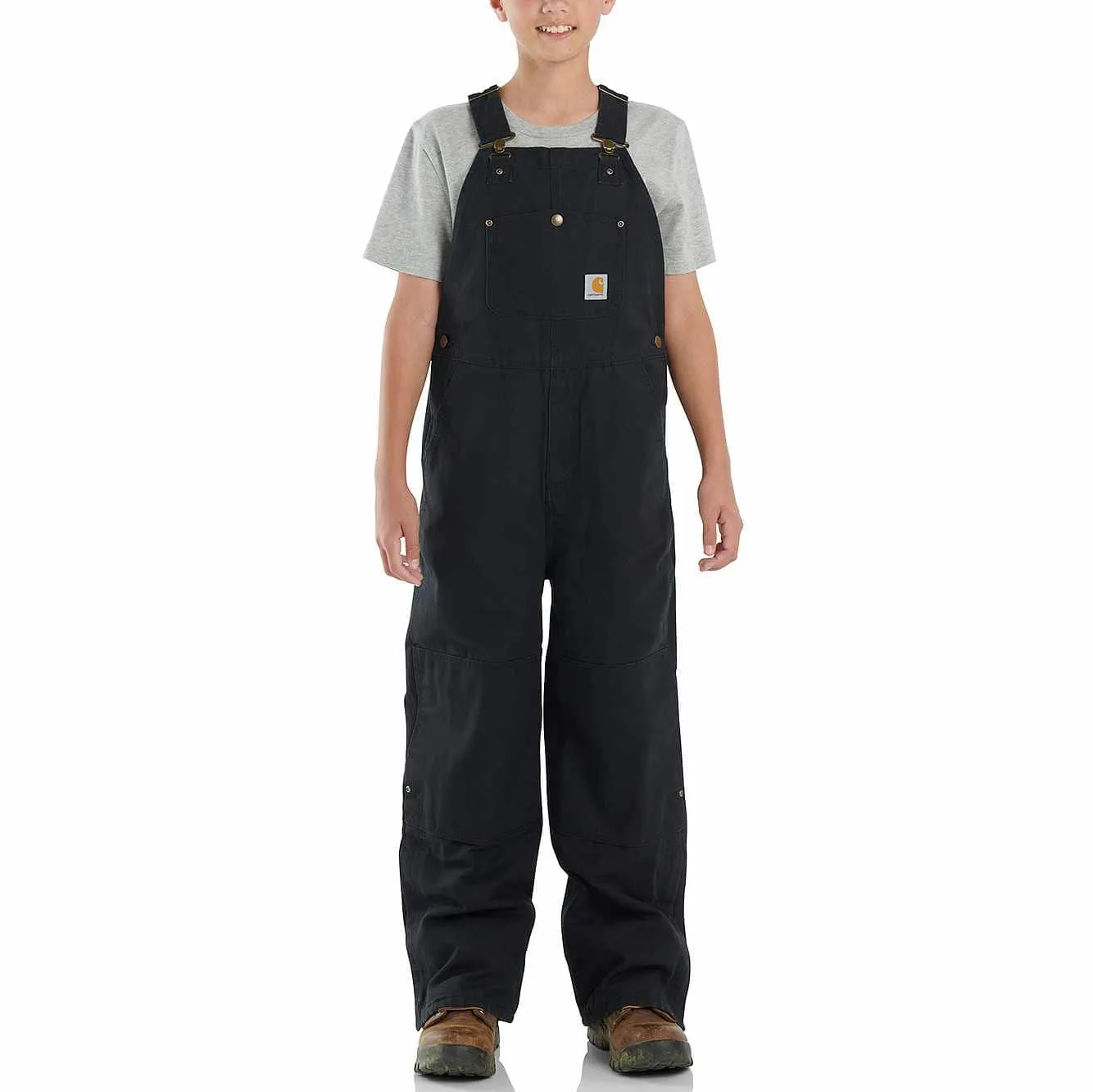 Carhartt Boy's Cotton Kids' Loose Fit Canvas Insulated Bib Overall | Black | 7 Bm