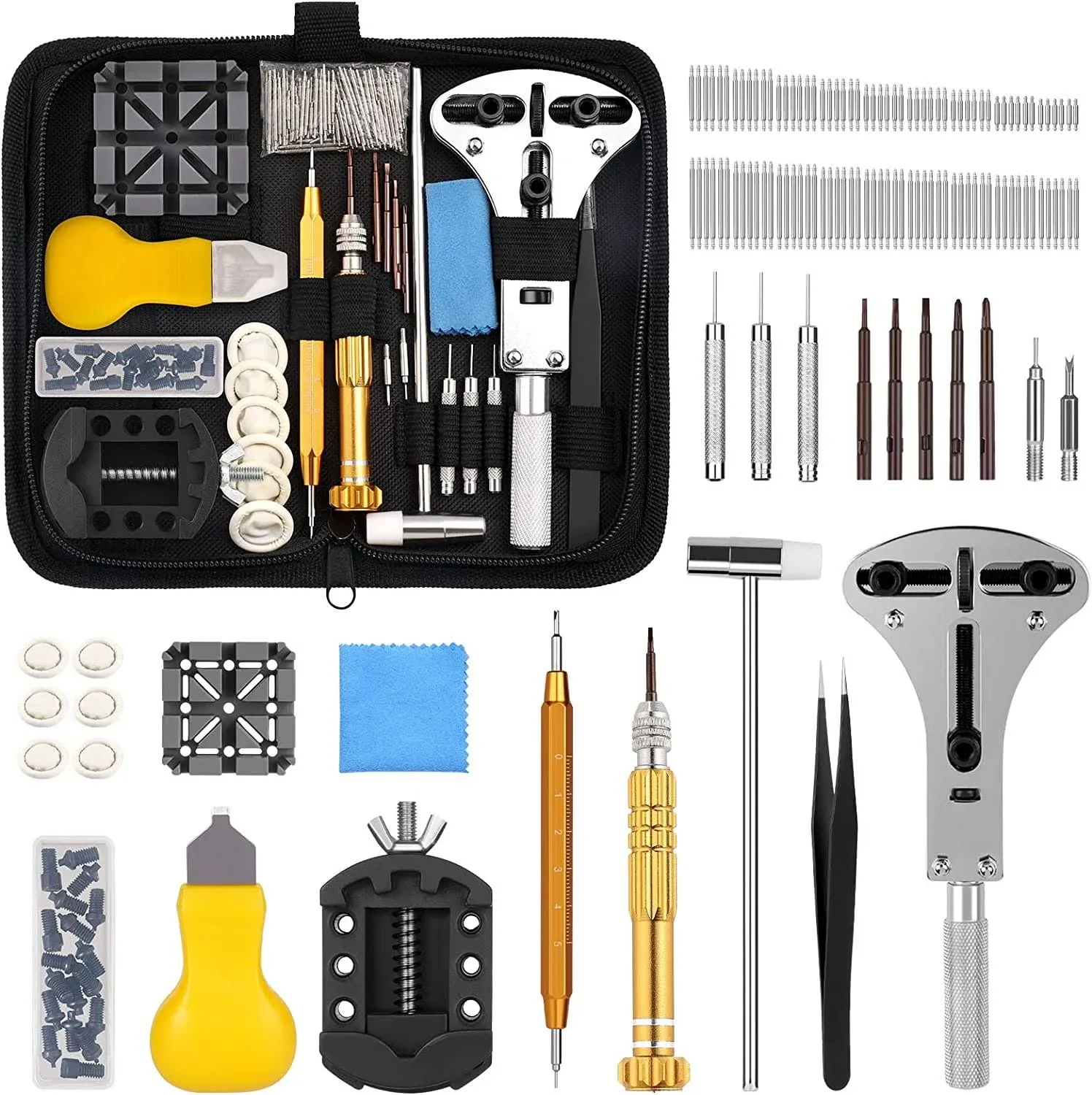 Vastar Watch Repair Kit, Watch Battery Replacement Tool Kit, Watch Link Removal Tool Kit, Watch Link & Back Removal Tool, Watch Band Link Pin Tool Set with Carrying Case