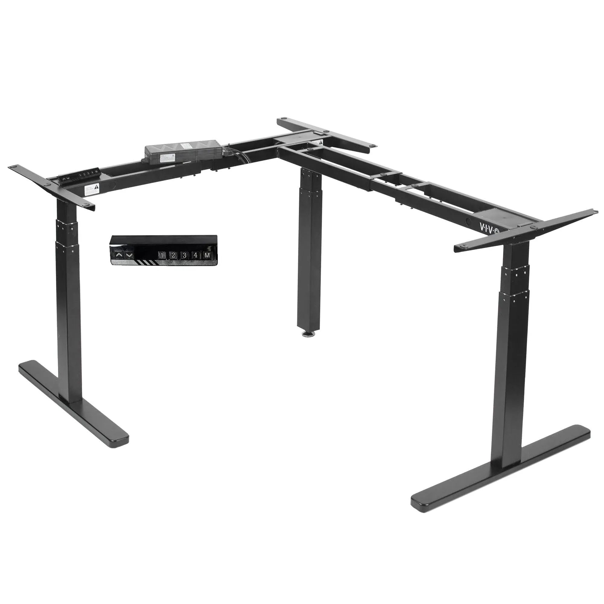 vivo Black Electric Motor Height Adjustable Corner 3 Leg Standing Desk Frame