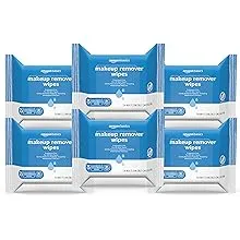 Amazon Basics Make Up Remover Wipes, Fragrance Free, 150 Count (6 Packs of 25) (Previously Solimo)