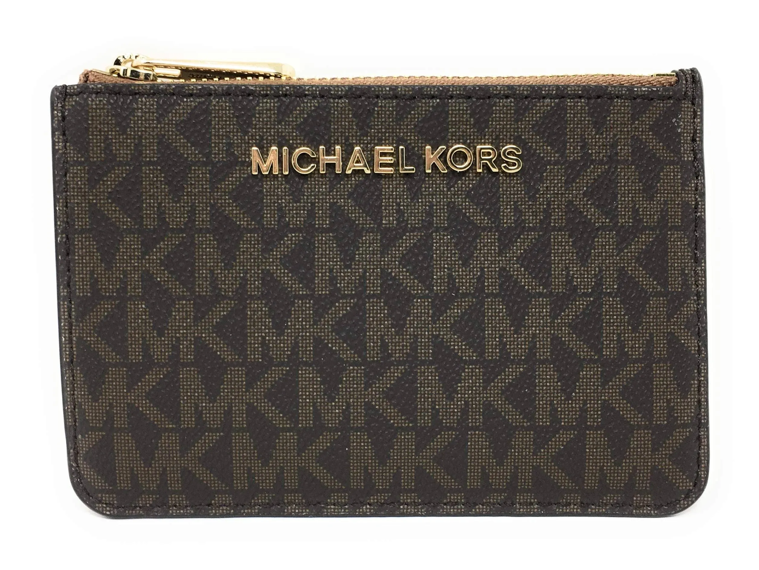 Michael Kors Jet Set Travel Small Top Zip Coin Pouch ID Holder Wallet Brown