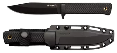 COLD STEEL SRK Compact 5" SK-5 Clip Point Razor-Sharp Blade 4.5" Durable Kray-Ex Handle Tactical Fixed Blade Knife w/Secure-Ex Sheath