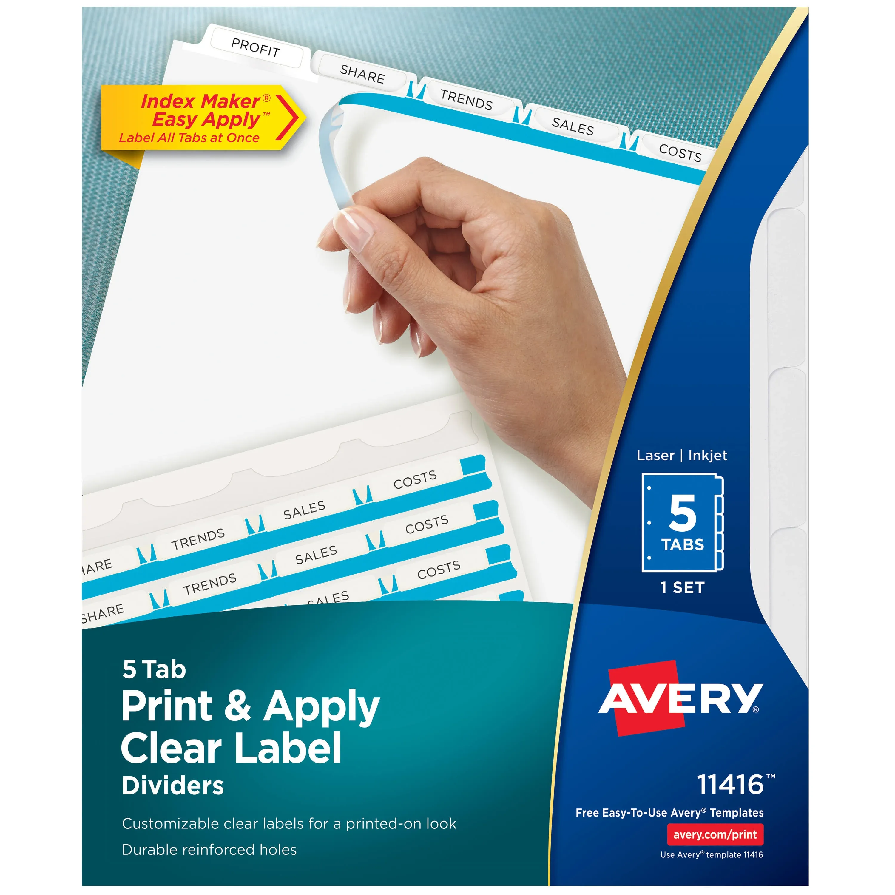 Avery Print & Apply Clear Label Dividers, Index Maker Easy Apply Printable Label ...