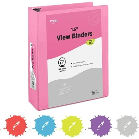 Enday 1.5-inch 3-Ring View Binder