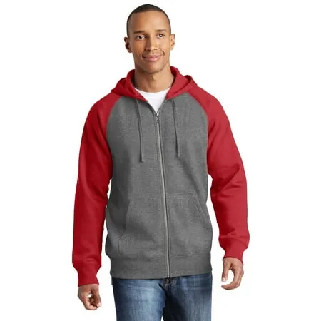 Sport-Tek Raglan Colorblock Full-Zip Hooded Fleece Jacket