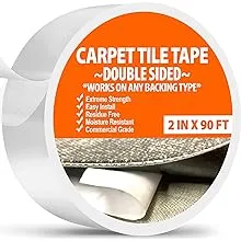 ALL FLOORING NOW Double Sided Tape Heavy Duty Carpet Tape 2in x 90ft For Carpet Tiles, Rug Tape, Vinyl Flooring, Indoor Outdoor Carpet, Grip Tape, Rug Tape Hardwood Floor Double Stick Tape Rug Gripper