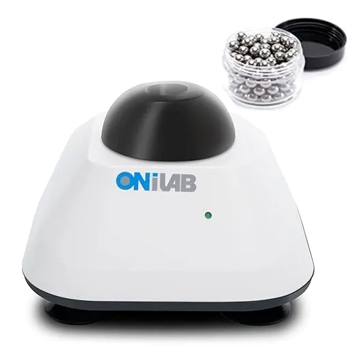 ONiLAB Mini Vortex Mixer with Touch Function, Lab Mixing, Nail Polish,Eyelash Adhesives and Acrylic Paints Mixing, Lab Vortexer for Tubes,Include 120 pcs Stainless Steel Mixing Balls