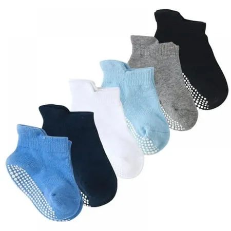 ZAPLES Baby Non Slip Grip Ankle Socks with Anti Skid Grippers Boys Girls Low Cut for Infants Toddlers Kids