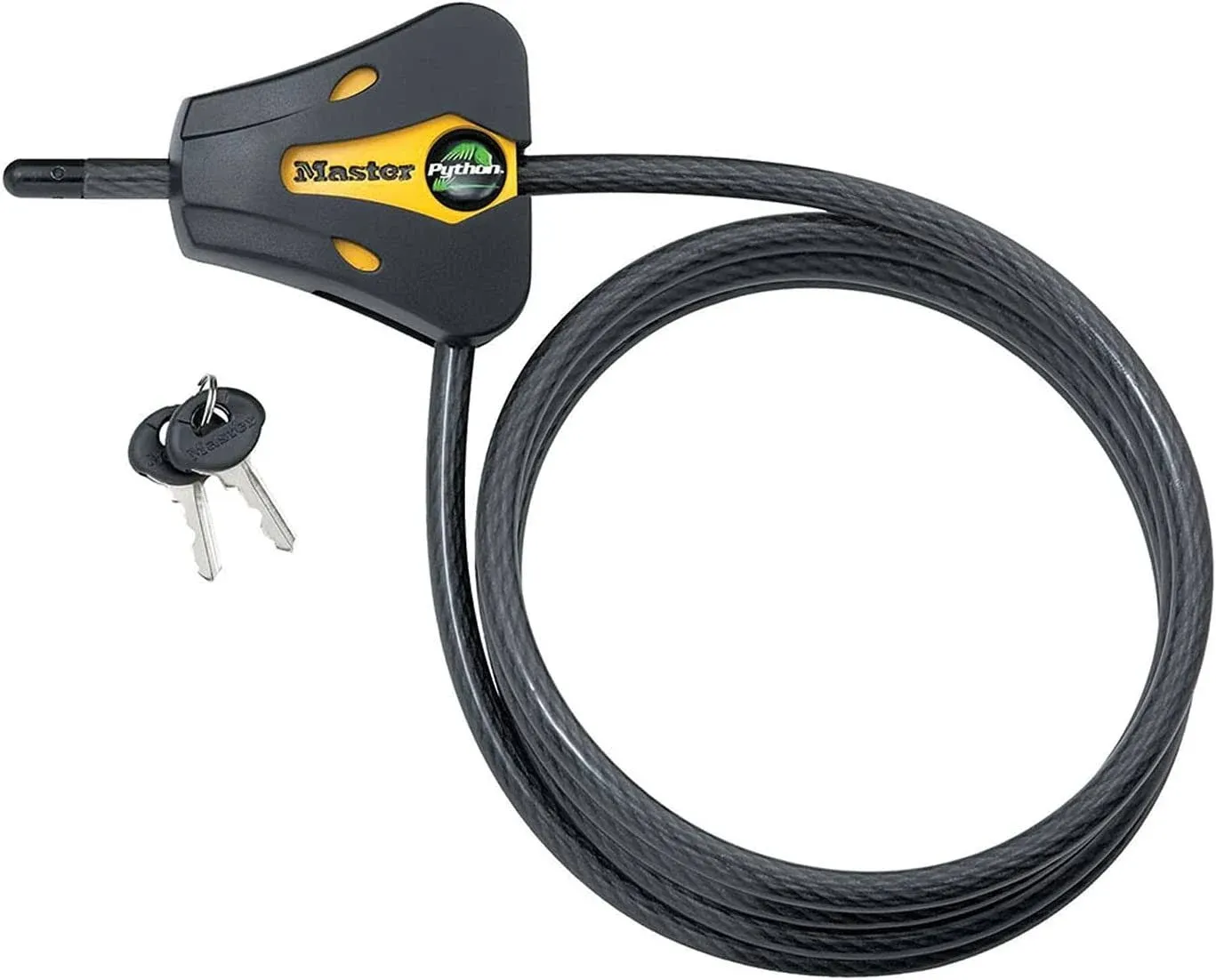 Master Lock 8419DPF 6ft (1.8m) Long x Diameter Python™ Adjustable Locking Cable; and Black 5/16in (8mm) Wide (Pack of 4)