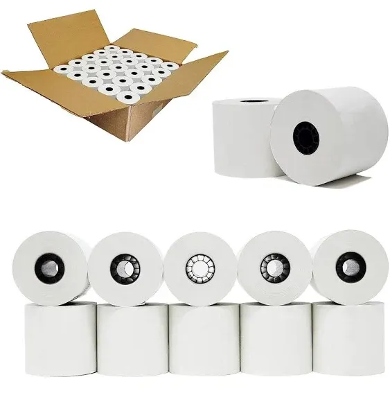 (50 Rolls) 2 1/4 x 150 ft White Adding Machine Tape Paper Rolls Premium One Ply