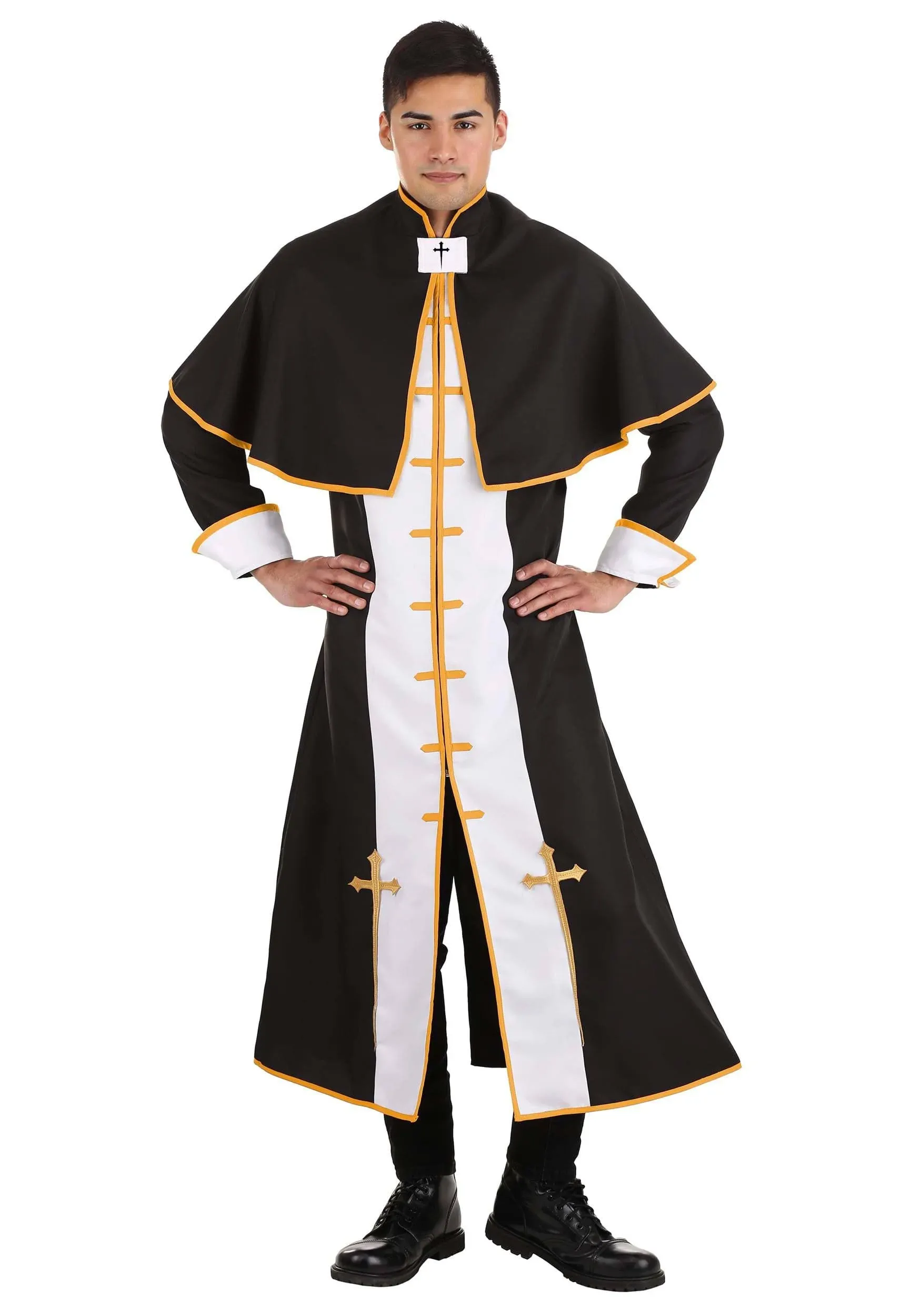 Men Halloween Costume Priest Black Robe Party Costume Cosplay