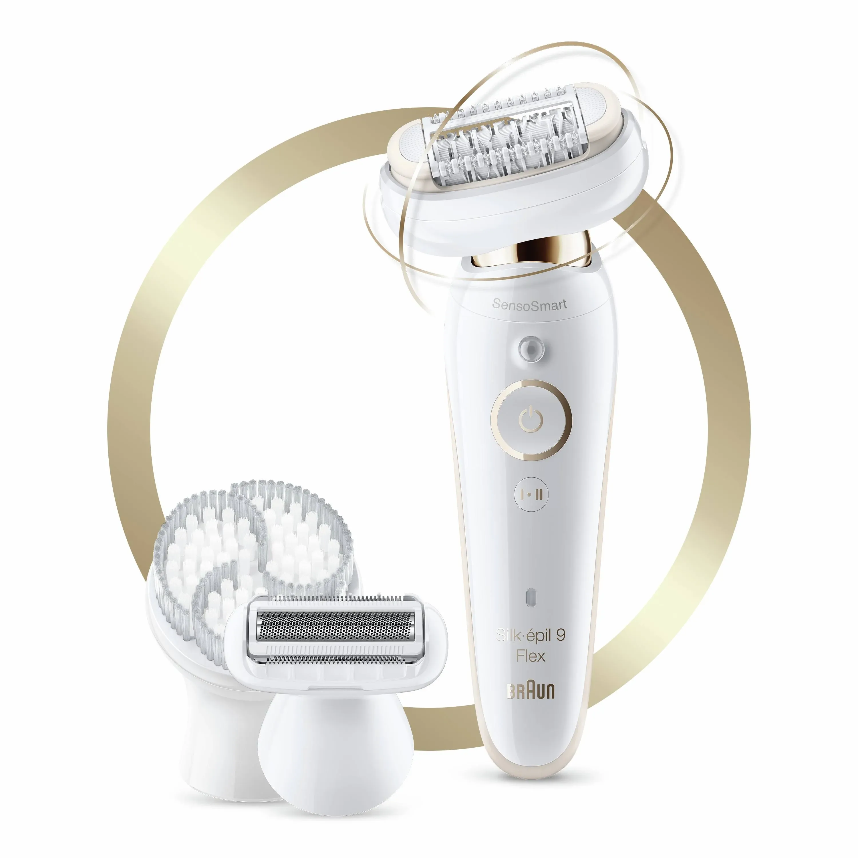 Braun Silk-epil 9 Flex 9-030 - Epilator for Women with Flexible Head for Easier Hair Removal, White/Gold