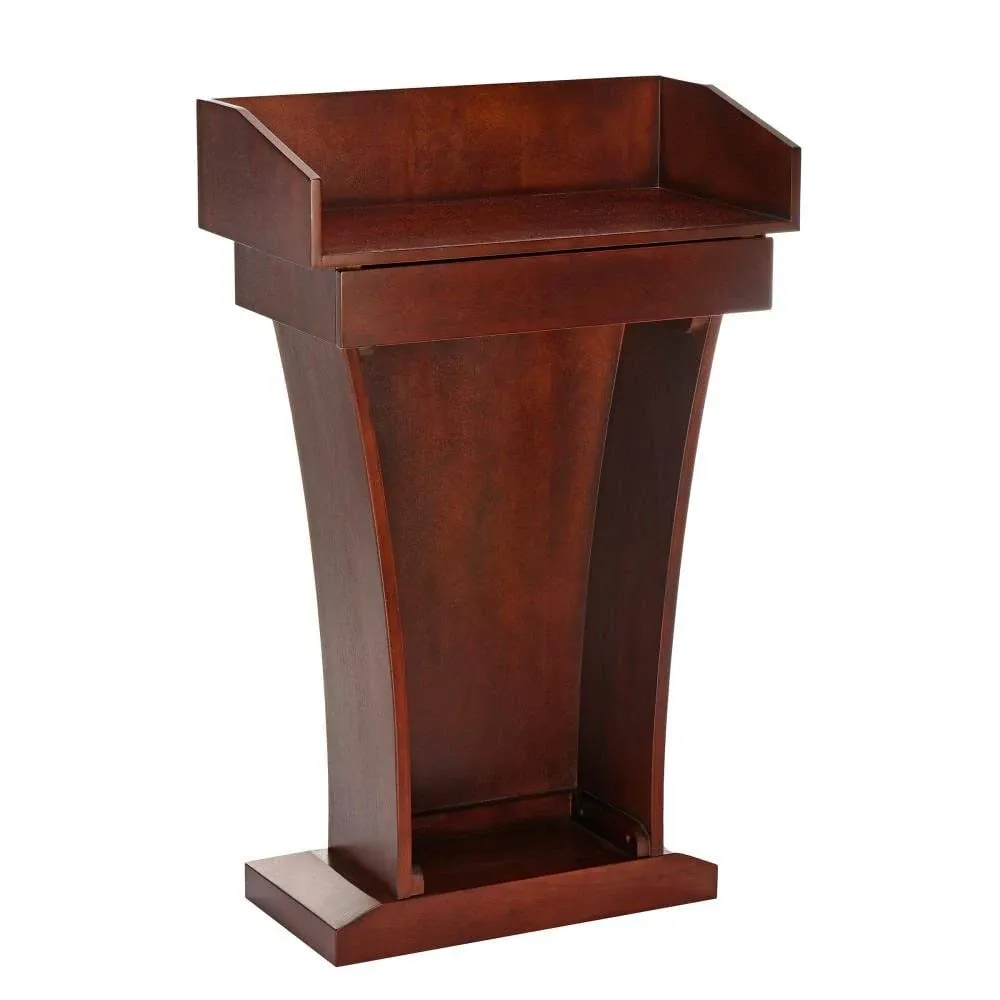 Alpine  ADI661-012-BLK Wood Stand-Up Podium Lectern with Drawer, Black