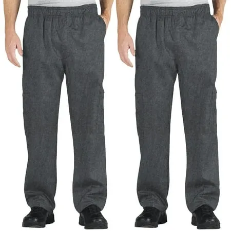 2-PACK Chef Code Chef Cargo Pants with Elastic Waist with Drawstring and Zipper Cargo Pockets Charcoal S