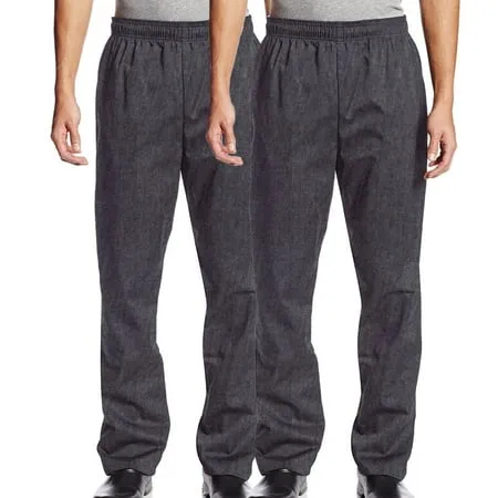 2-PACK Chef Code Baggy Chef Pants with Wide 2 Elastic Waist Charcoal S