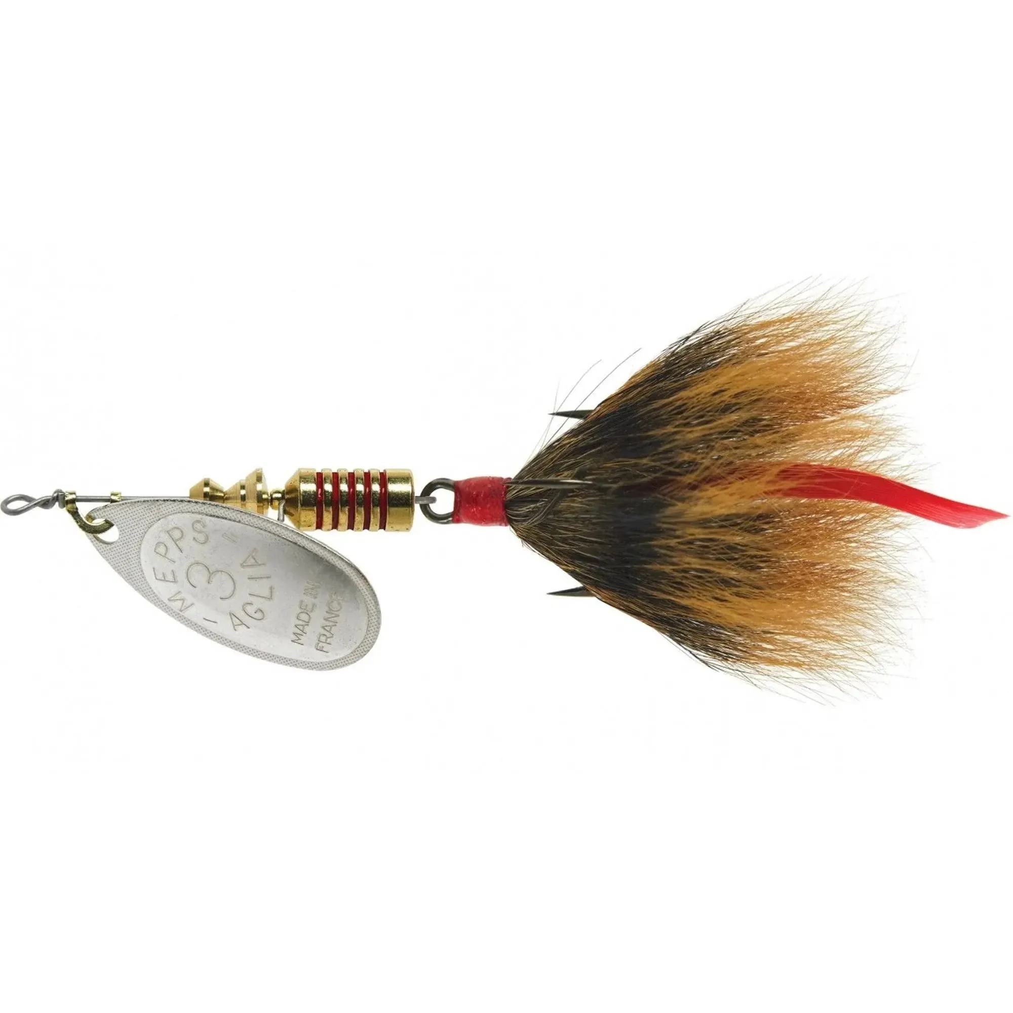 Mepps Aglia Dressed Treble Fishing Lure, 1/4-Ounce, Silver/Brown Tail (B3ST