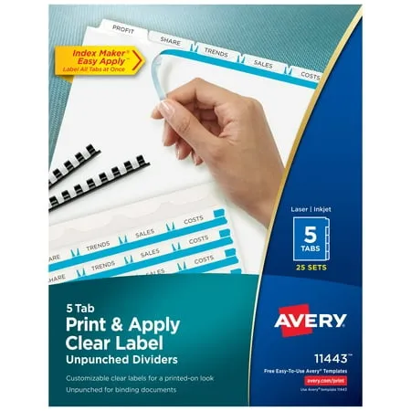 Avery Index Maker Print Apply Clear Label Dividers