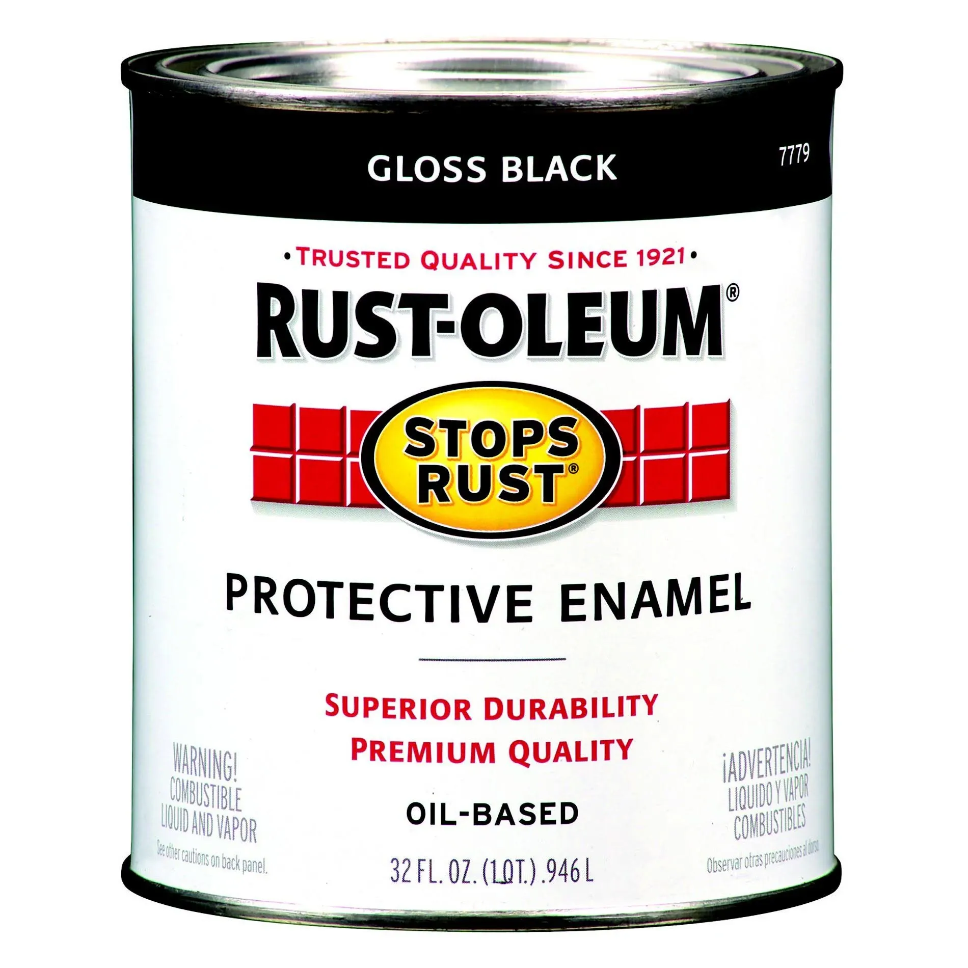 Rustoleum Protective Enamel Oil Based Paint, Gloss Black 7779502 - 1 qt can