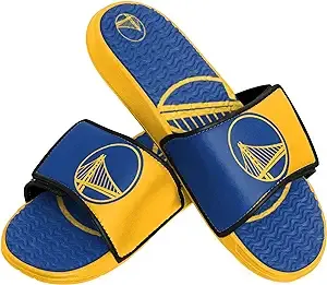 Golden State Warriors NBA Mens Colorblock Big Logo Gel Slides - L