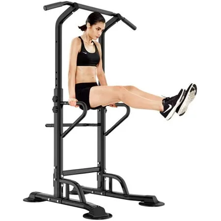 SOGES Power Tower Adjustable Height Workout Pull Up & Dip Station Multi-Function Home Gym Black