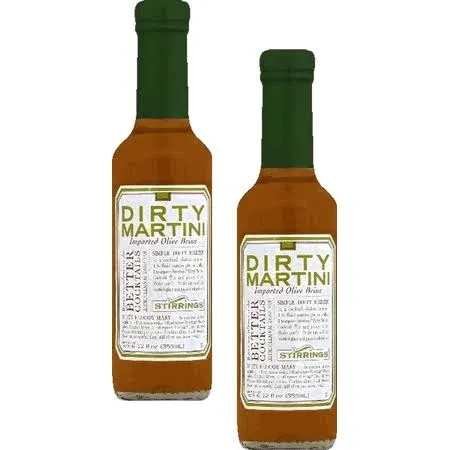 Stirrings Non-Alcoholic Dirty Martini Cocktail Mixer, 2-Pack 12 fl oz Bottles