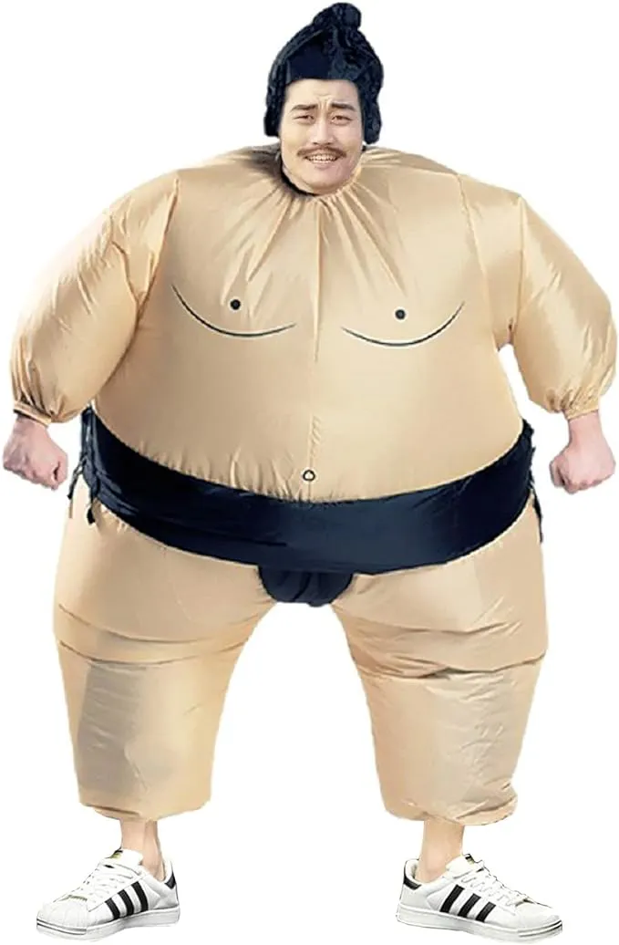 BIGPETS Inflatable Sumo Wrestling Fat Costume Halloween Cosplay Blow Up Fancy Suit,Adult and Children Size