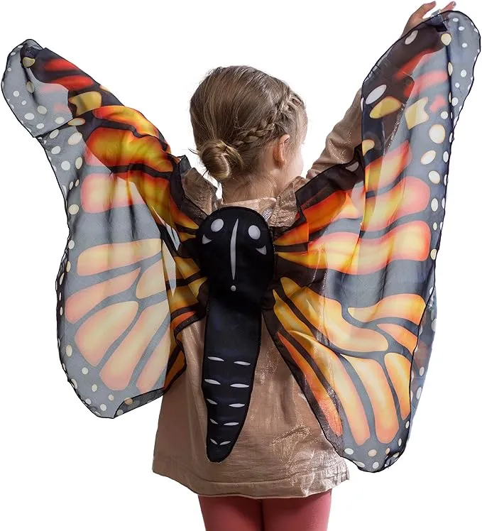 HearthSong Realistic Easy-Fit Fabric Butterfly Wings for Kids' Imaginative Play, MonarchHearthSong Realistic Easy-Fit Fabric Butterfly Wings for Kids' Imaginative Play, Monarch