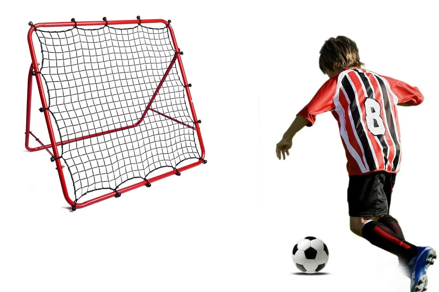 Foldable Football Training Rebounder Net with Thickened Tube and Rope, Soccer...