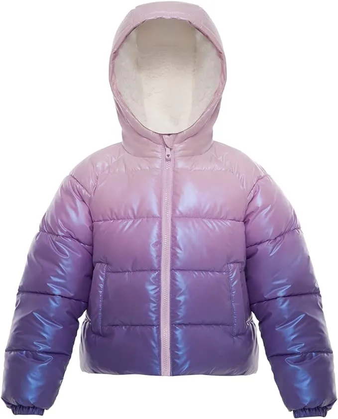 Little and Big Girls' Heavyweight Puffer Jacket Sherpa Lined Bubble Coat