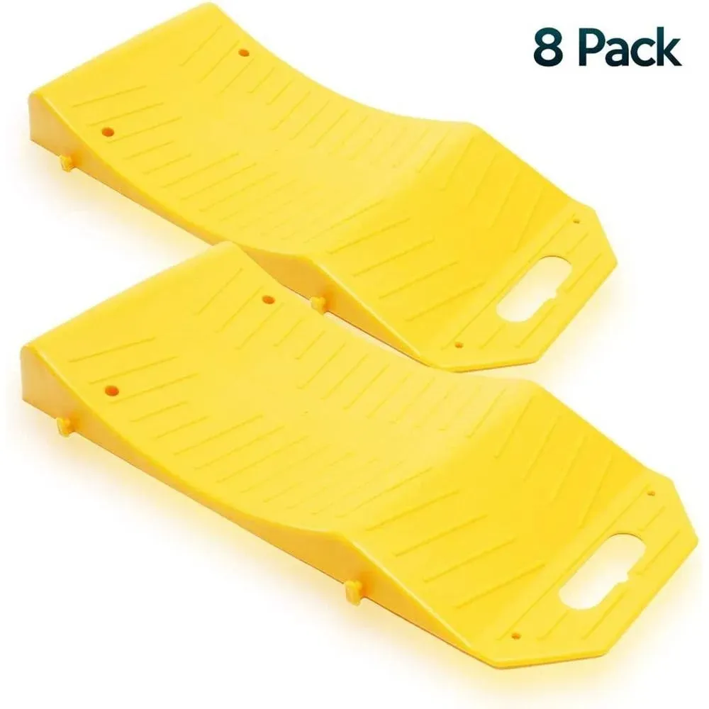 Zone Tech Tire Saver Ramps - 8-Pack Portable Highly Visible Yellow Tire Cradle ...