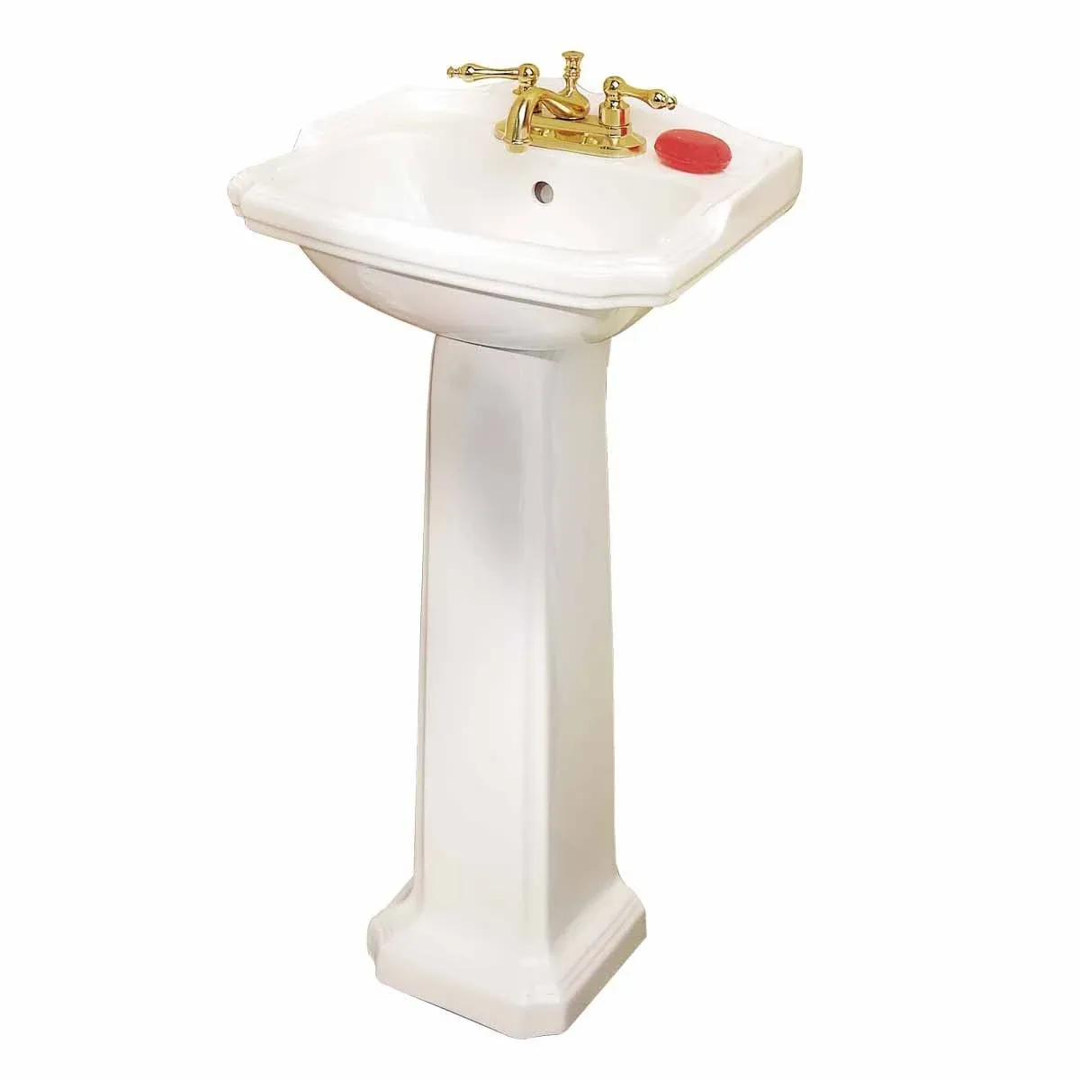 Renovators Supply Cloakroom 19" Pedestal Combo Bathroom Sink in White with Overflow