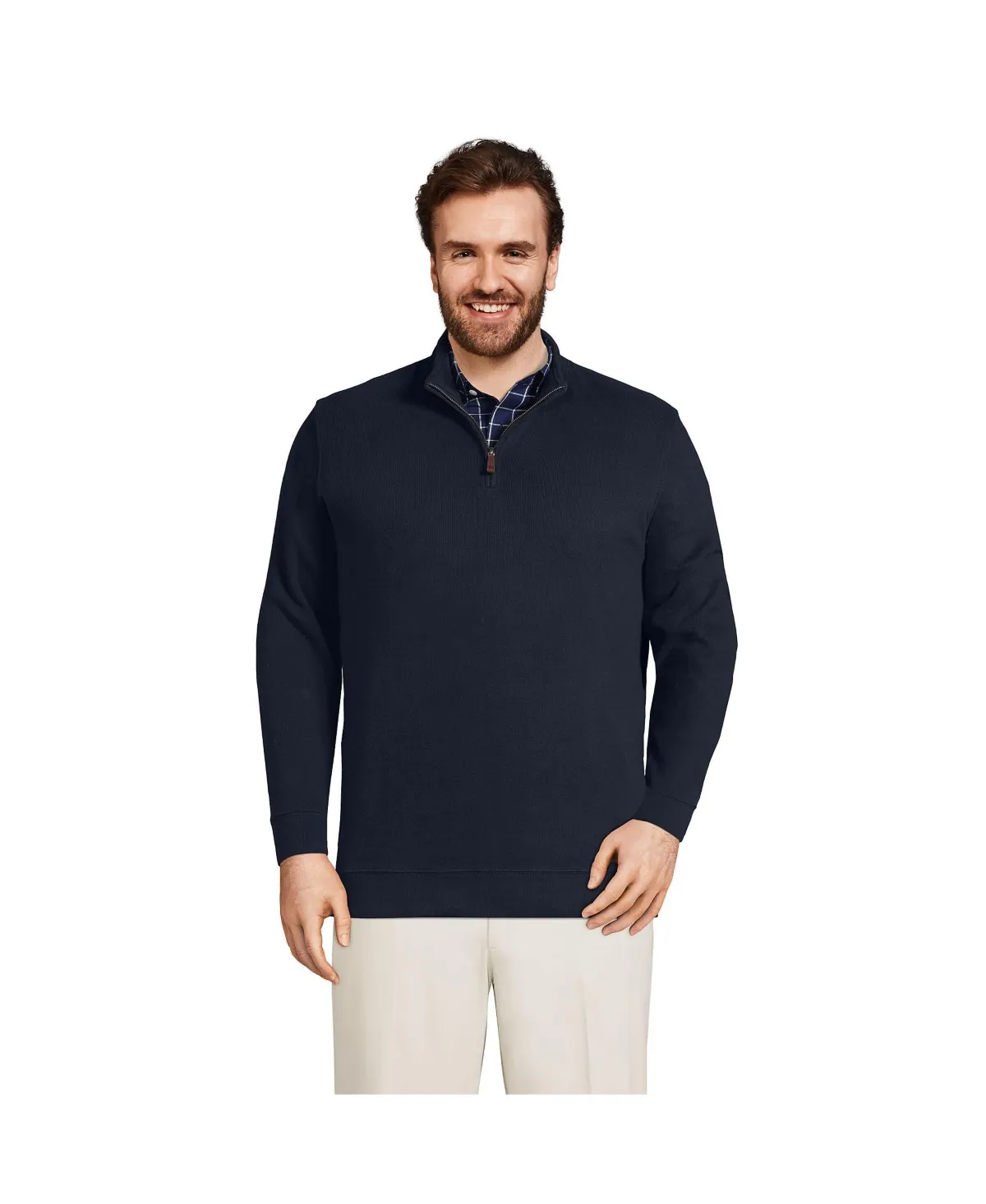 Men's Lands' End Bedford Regular-Fit Ribbed Quarter-Zip Pullover Sweater