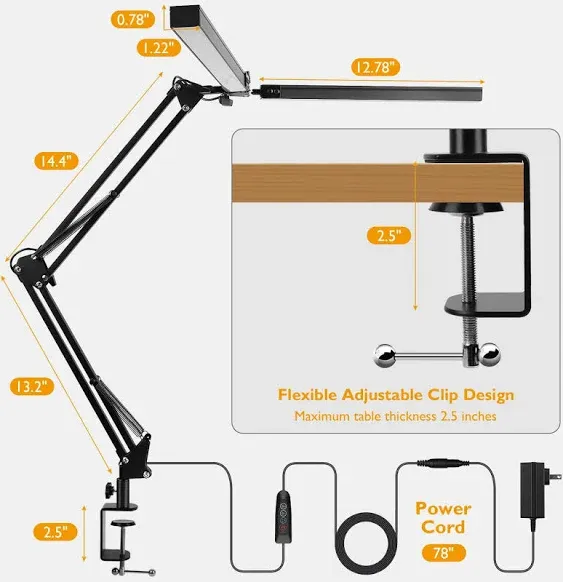 Double Head LED Desk Lamp with Clamp, Desk Lamps for Home Office, 5 Color Modes ...