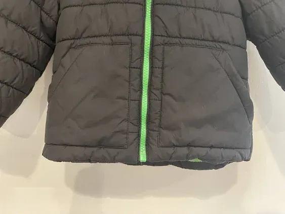 Carters Baby Boys Cozy Soft Fleece Lined Hooded Puffer Jacket Black Green 24 M