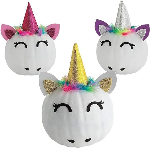 Fun Express Unicorn Pumpkin Decorating Kits - Makes 6 - Halloween Crafts for Kids