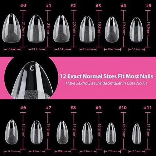 Una Gella Short Almond Fake Nails 504pcs Short Almond Press On Nails