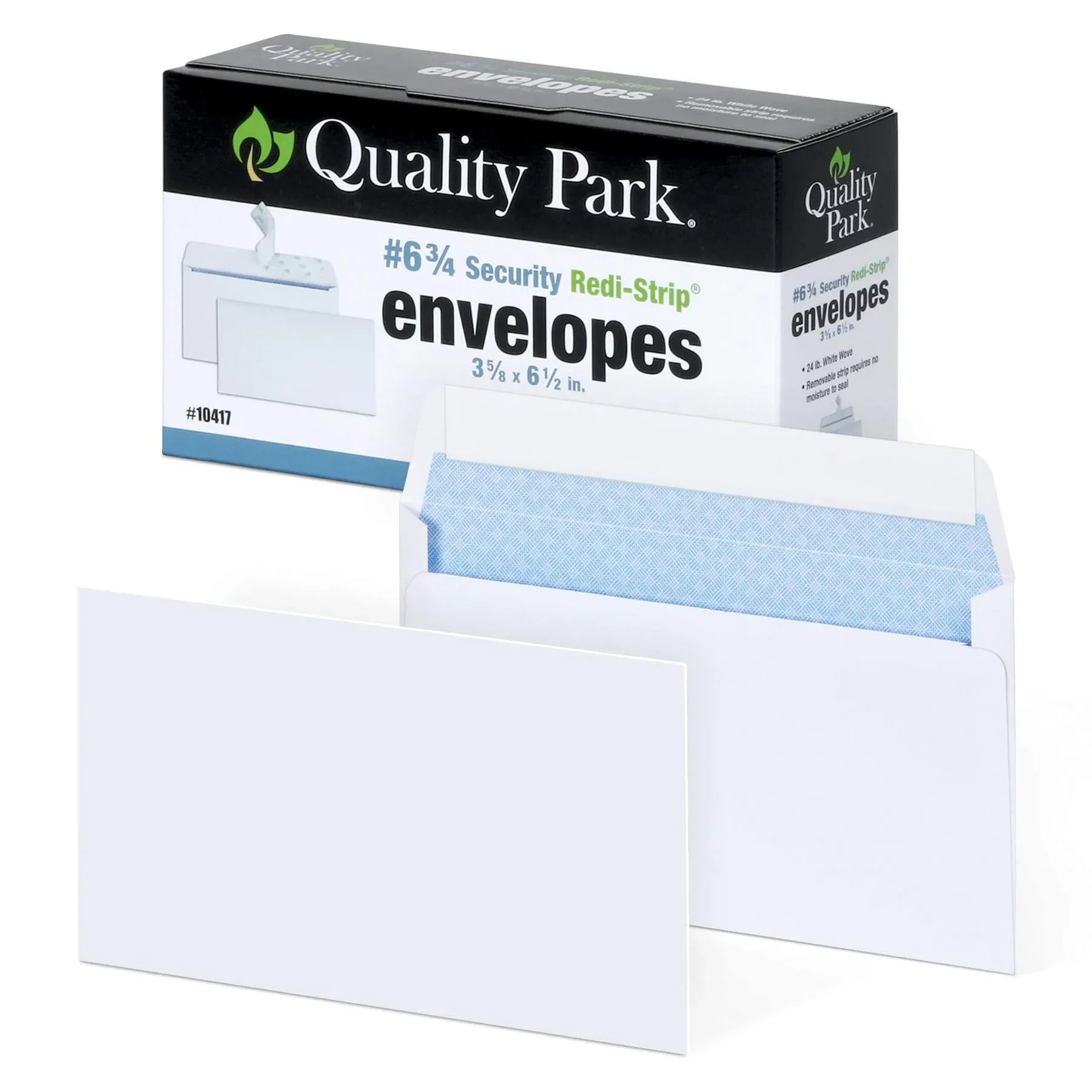 Quality Park #6 3/4 Self-Seal Security Envelopes, Security Tint and Pattern