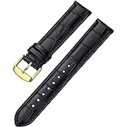 iStrap Leather Watch band Alligator Grain Calfskin Replacement Strap Stainless Steel Buckle Bracelet for Men Women-18mm 19mm 20mm 21mm 22mm 24mm-Black Brown