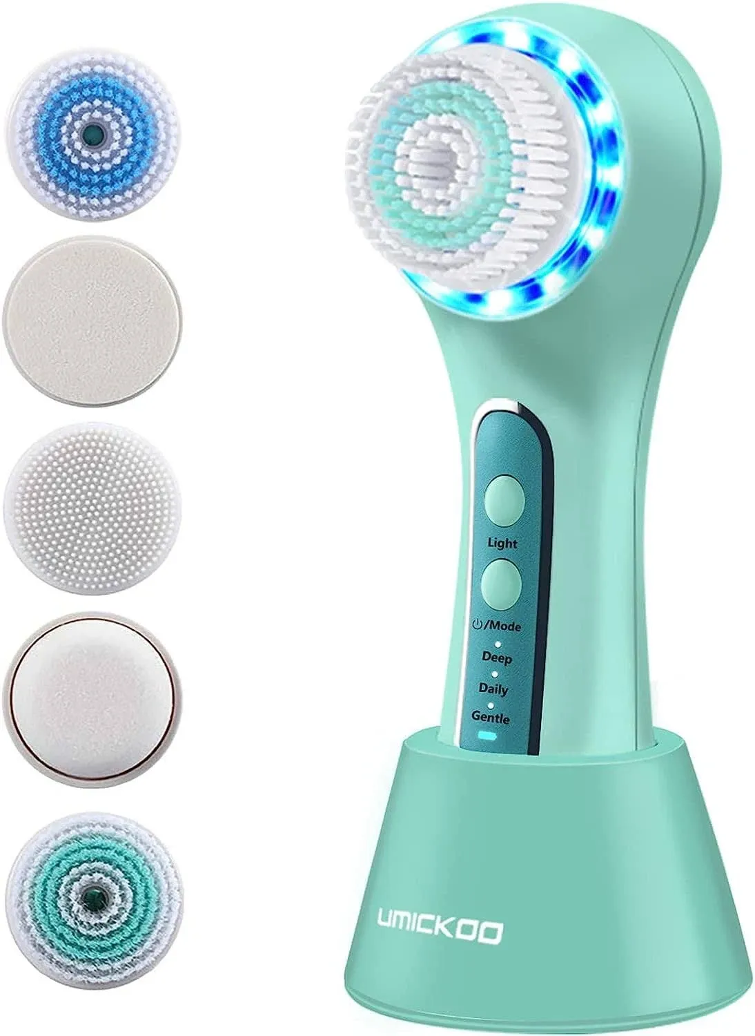 UMICKOO Facial Cleansing Brush,Rechargeable Ipx7 Waterproof Face Scrubber with 5 ...