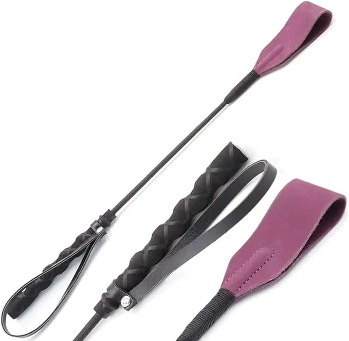 Rekink 18" Real Riding Crop for Horses | Purple English Equestrian with Genuine Leather Top | Premium Quality Equestrianism Crops