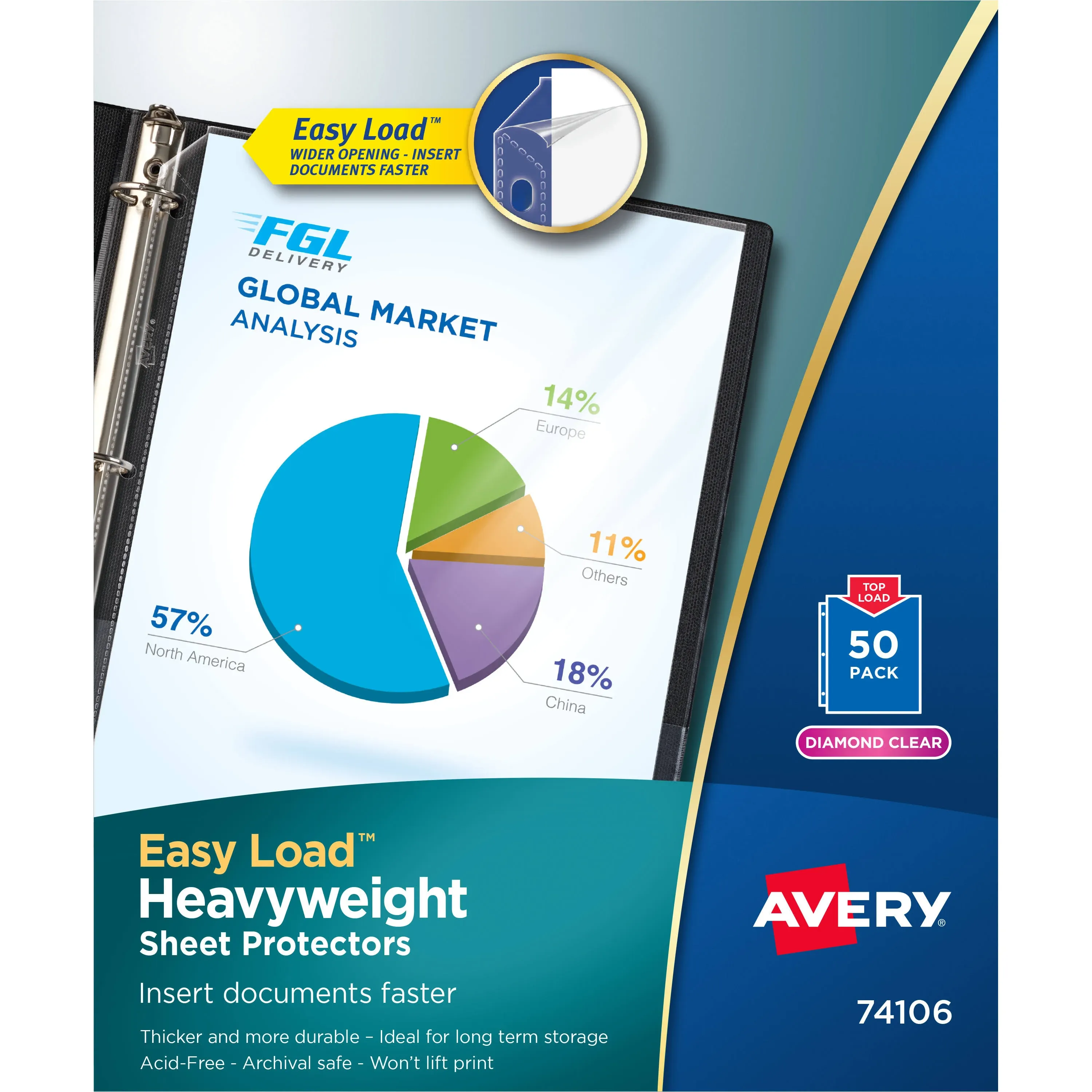 Avery Diamond Clear Heavyweight Sheet Protectors, 8 1/2" x 11", Top Loading, Pack Of 50